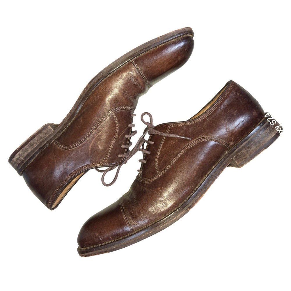 Johnston & Murphy Mens Brown Leather Cap Toe Oxford Dress Shoes Size 10.5M